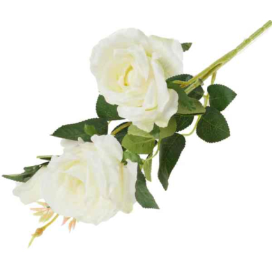 RÓŻA - Gałązka 2 kwiaty i pąk Cream/Yellow 63 cm